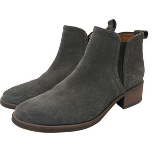 Lucky Brand Tan / Dark Gray Leather Ankle Boots | Almond Toe & Block Heel 9M EUC